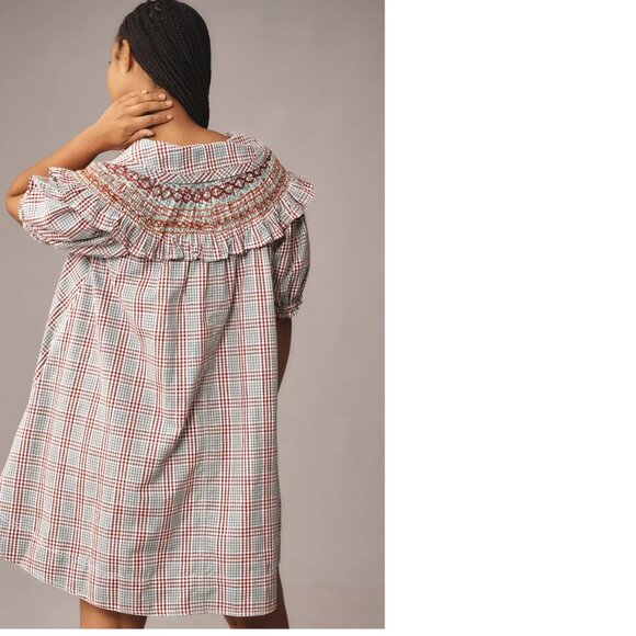 Daily Practice by Anthropologie Short-Sleeve V-Neck Midi Dress XS blue NEW - Picture 3 of 10